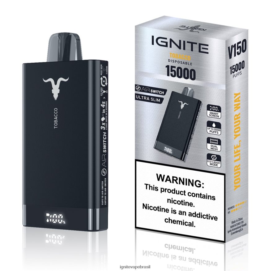 IGNITE V150 caneta vaporizadora - IGNITE Puffs 46LBN47 tabaco