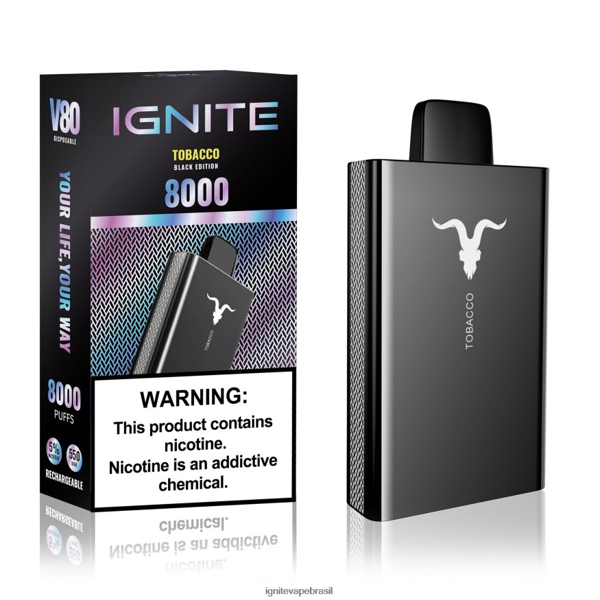 IGNITE V80 caneta vaporizadora - IGNITE Descartável 46LBN43 tabaco