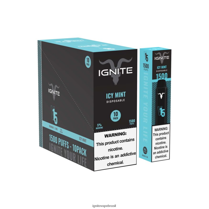 IGNITE V15 caneta vape pacote com 10 - IGNITE Brasil 46LBN4102 hortelã gelada