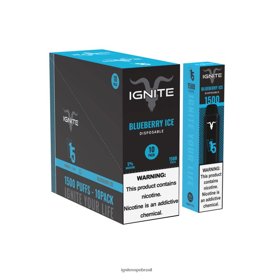 IGNITE V15 caneta vape pacote com 10 - IGNITE Puffs 46LBN497 gelo de mirtilo