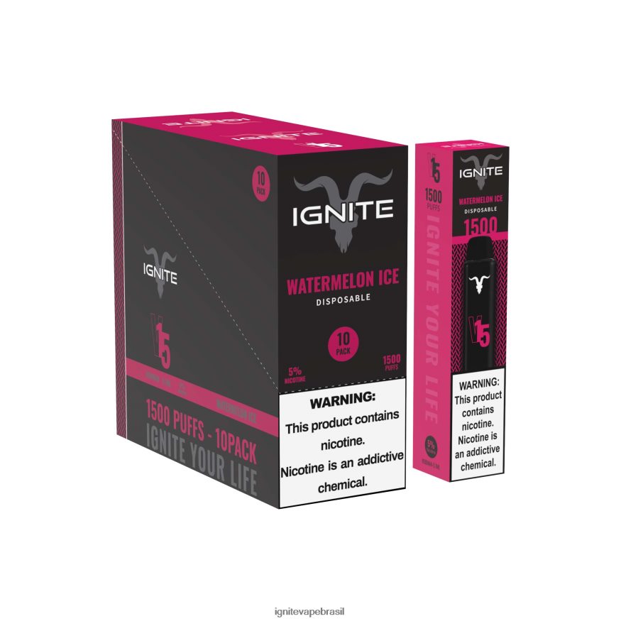 IGNITE V15 caneta vape pacote com 10 - IGNITE Sabores Mais Vendidos 46LBN4106 gelo de melancia