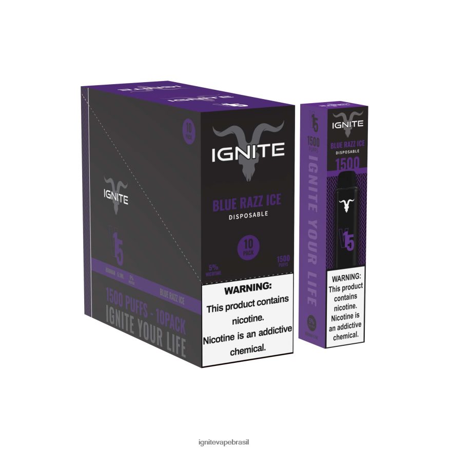 IGNITE V15 caneta vape pacote com 10 - IGNITE Sabores Mais Vendidos 46LBN496 gelo azul