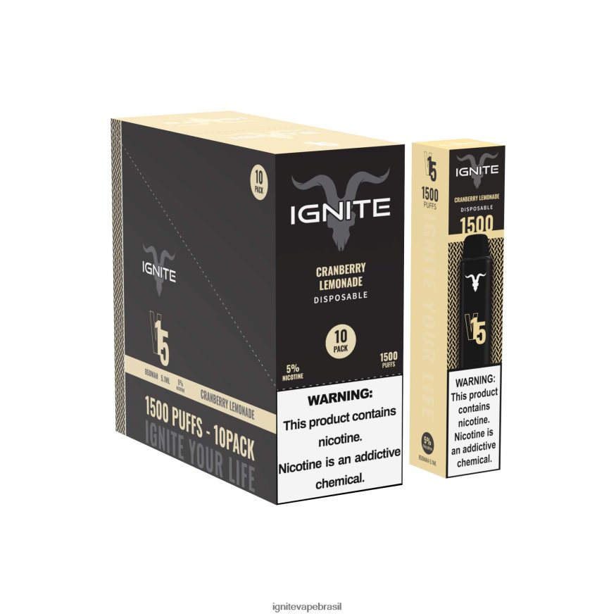 IGNITE V15 caneta vape pacote com 10 - Pod IGNITE Comprar 46LBN499 limonada de cranberry