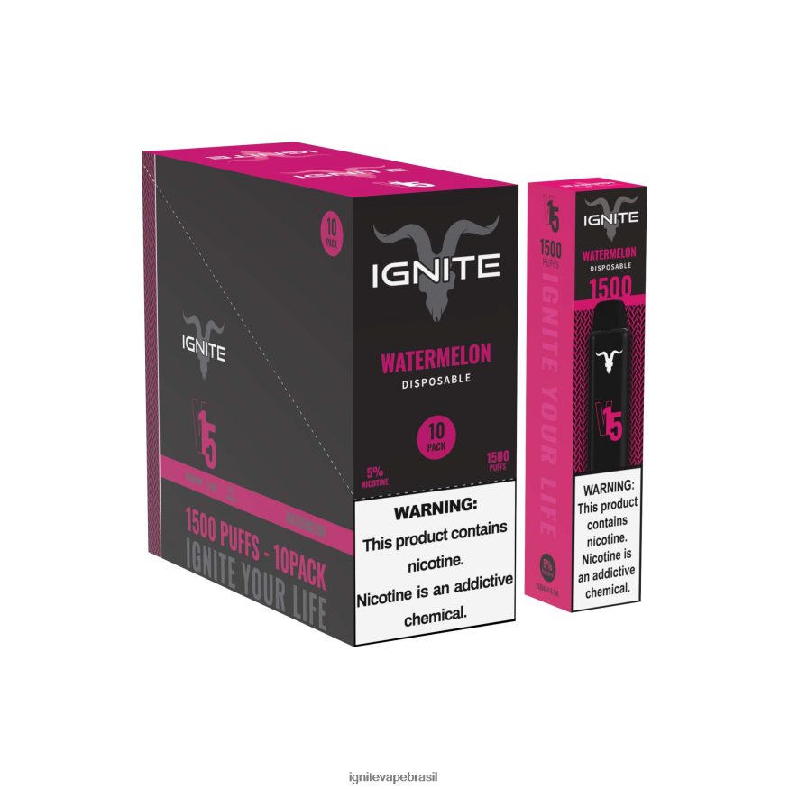 IGNITE V15 caneta vape pacote com 10 - Vape IGNITE Preço 46LBN4104 melancia, maçã, morango