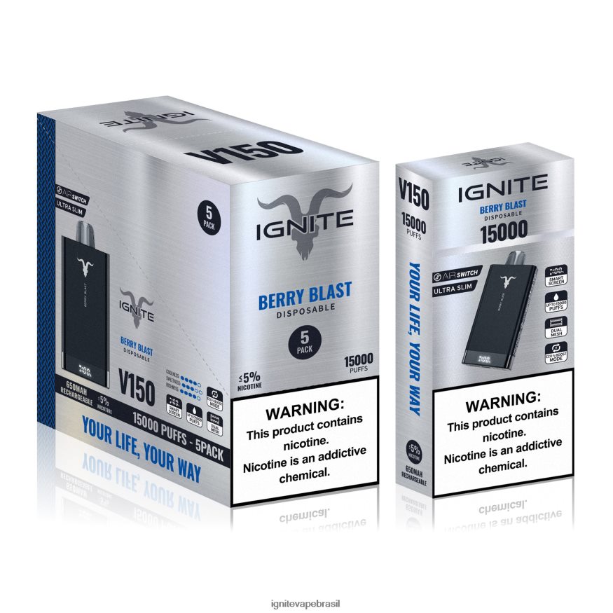 IGNITE V150 caneta vape pacote com 5 - Comprar IGNITE Vape 46LBN410 explosão de frutas vermelhas