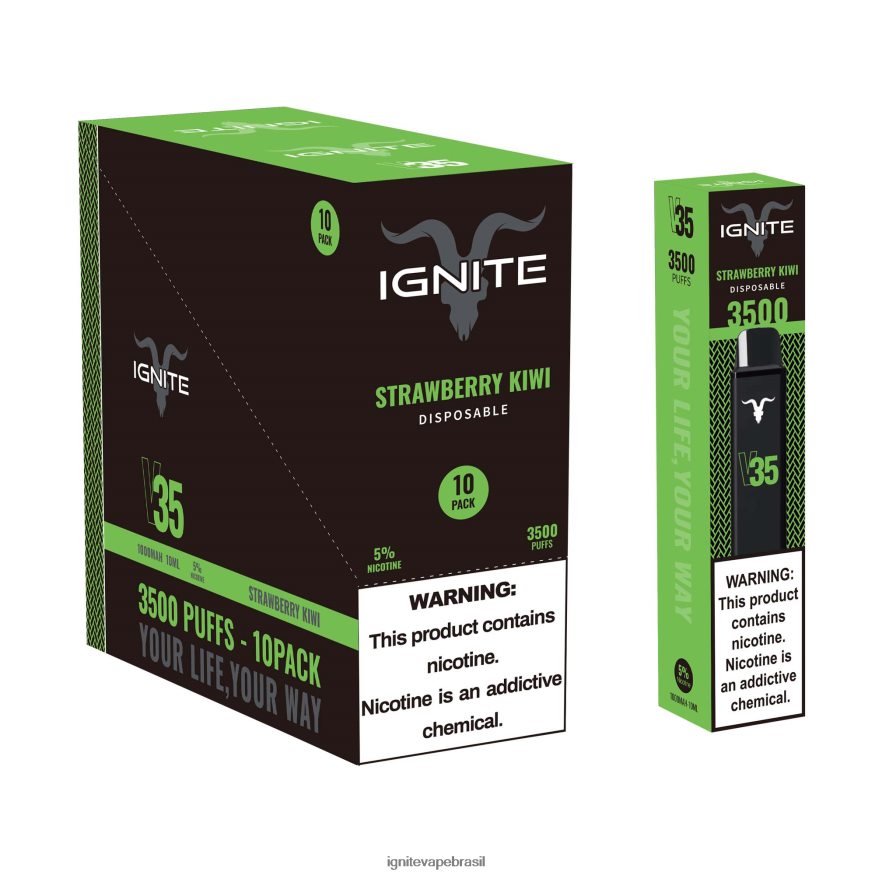 IGNITE V35 caneta vape pacote com 10 - IGNITE Puffs 46LBN4127 kiwi morango