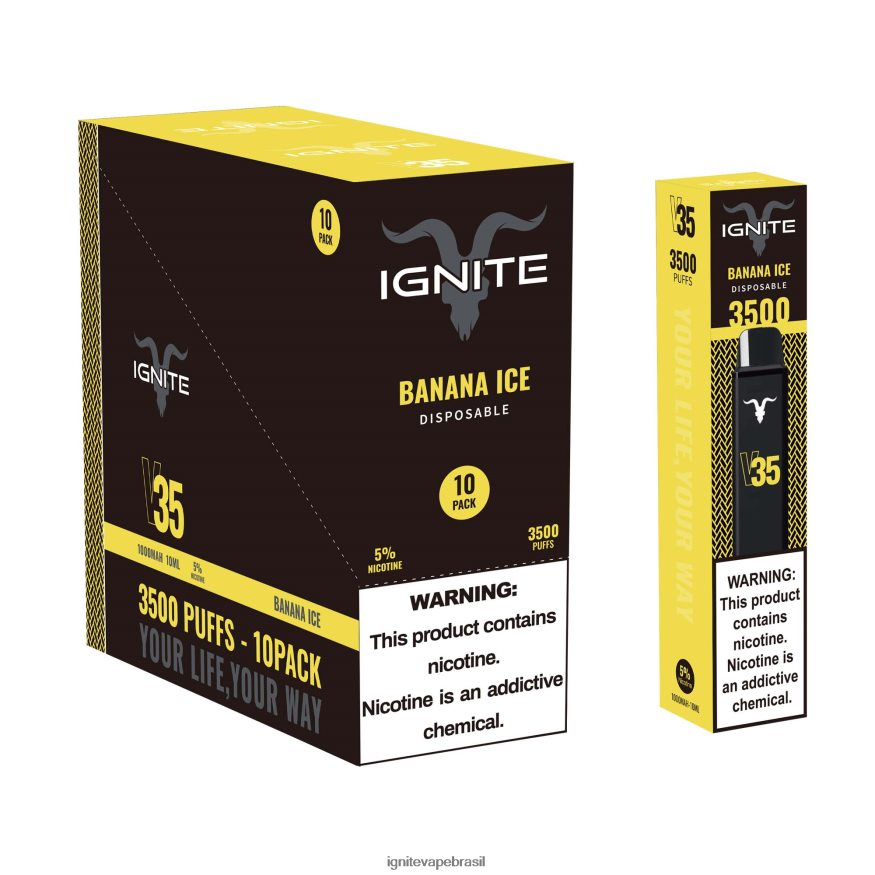 IGNITE V35 caneta vape pacote com 10 - IGNITE Sabores Mais Vendidos 46LBN416 gelo de banana