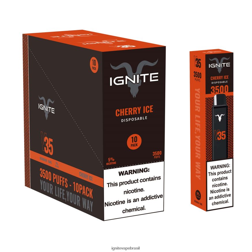 IGNITE V35 caneta vape pacote com 10 - IGNITE Vape Brasil 46LBN4121 gelo de cereja