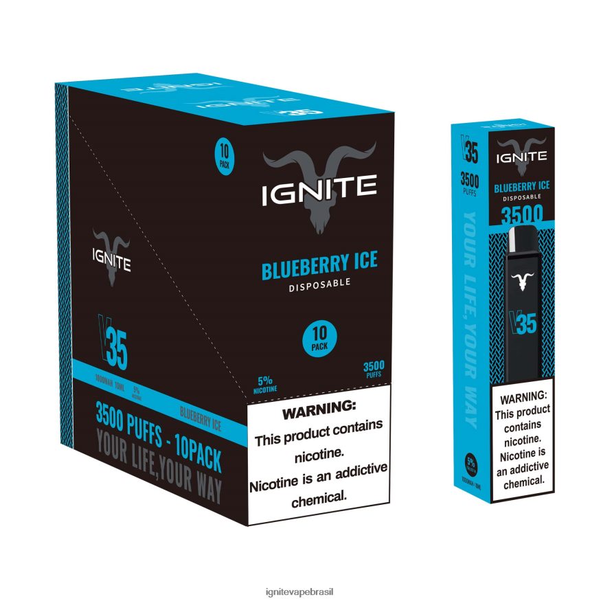 IGNITE V35 caneta vape pacote com 10 - Pod IGNITE Comprar 46LBN4119 gelo de mirtilo