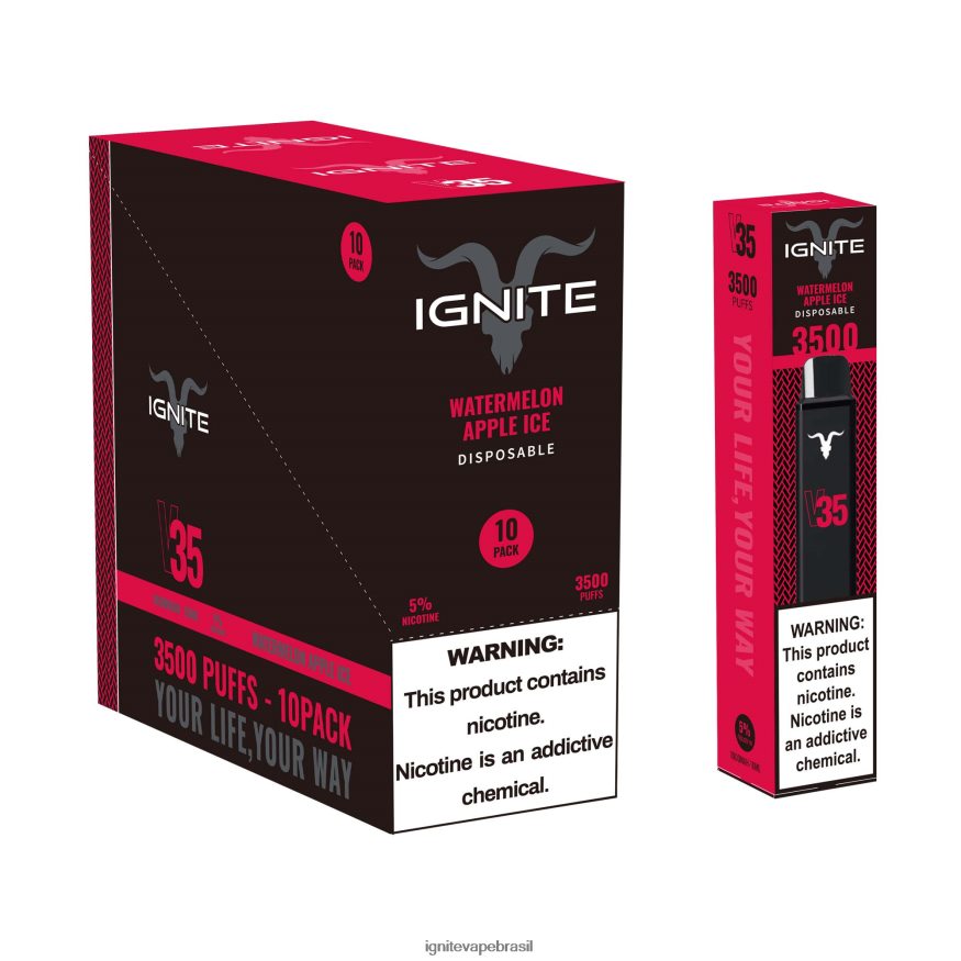 IGNITE V35 caneta vape pacote com 10 - Pod IGNITE Comprar 46LBN4129 gelo de melancia e maçã