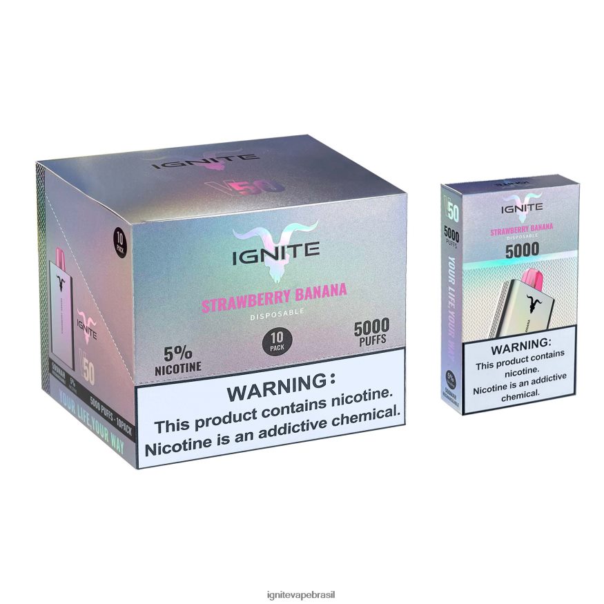 IGNITE V50 caneta vape pacote com 10 - Pod IGNITE Comprar 46LBN4149 morango banana