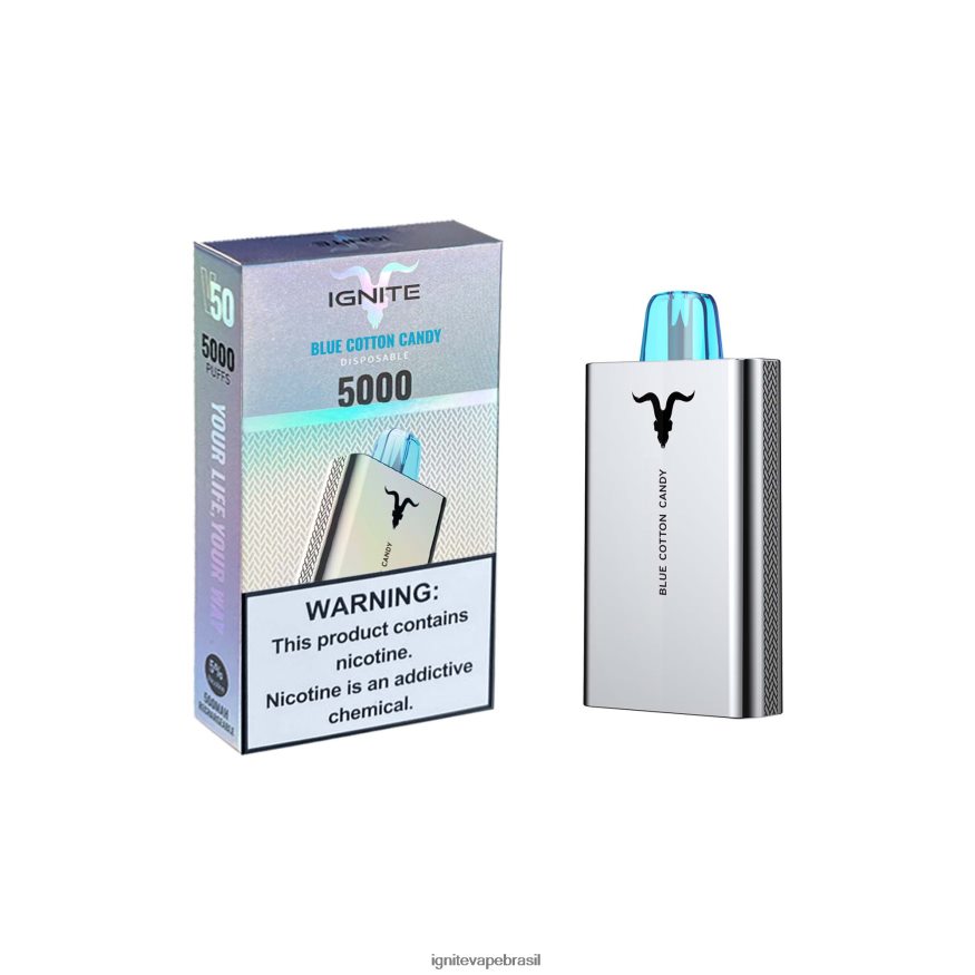 IGNITE V50 caneta vaporizadora - Vape IGNITE Nicotina 46LBN4155 algodão doce azul