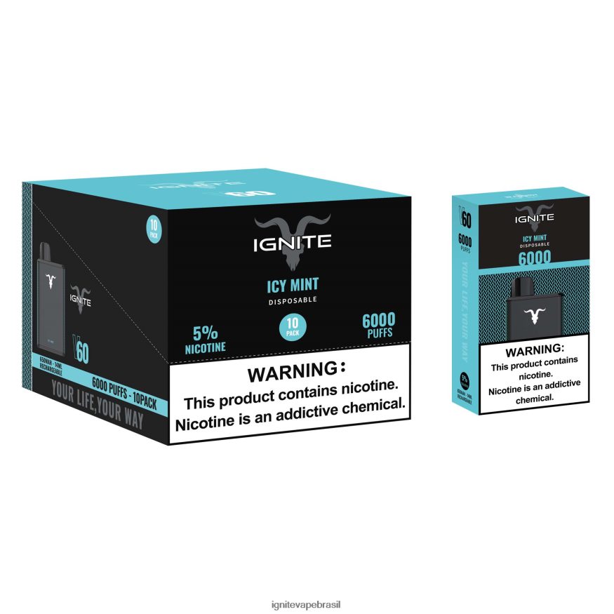 IGNITE V60 caneta vape pacote com 10 - Comprar IGNITE Vape 46LBN420 hortelã gelada
