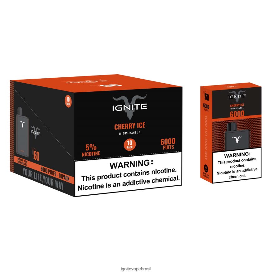 IGNITE V60 caneta vape pacote com 10 - IGNITE Puffs 46LBN417 gelo de cereja