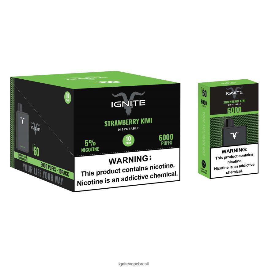 IGNITE V60 caneta vape pacote com 10 - IGNITE Sabores Mais Vendidos 46LBN426 kiwi morango