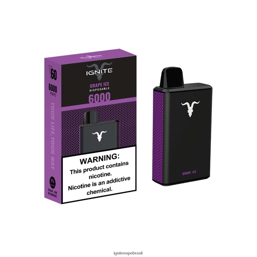 IGNITE V60 caneta vaporizadora - IGNITE Brasil 46LBN432 gelo de uva
