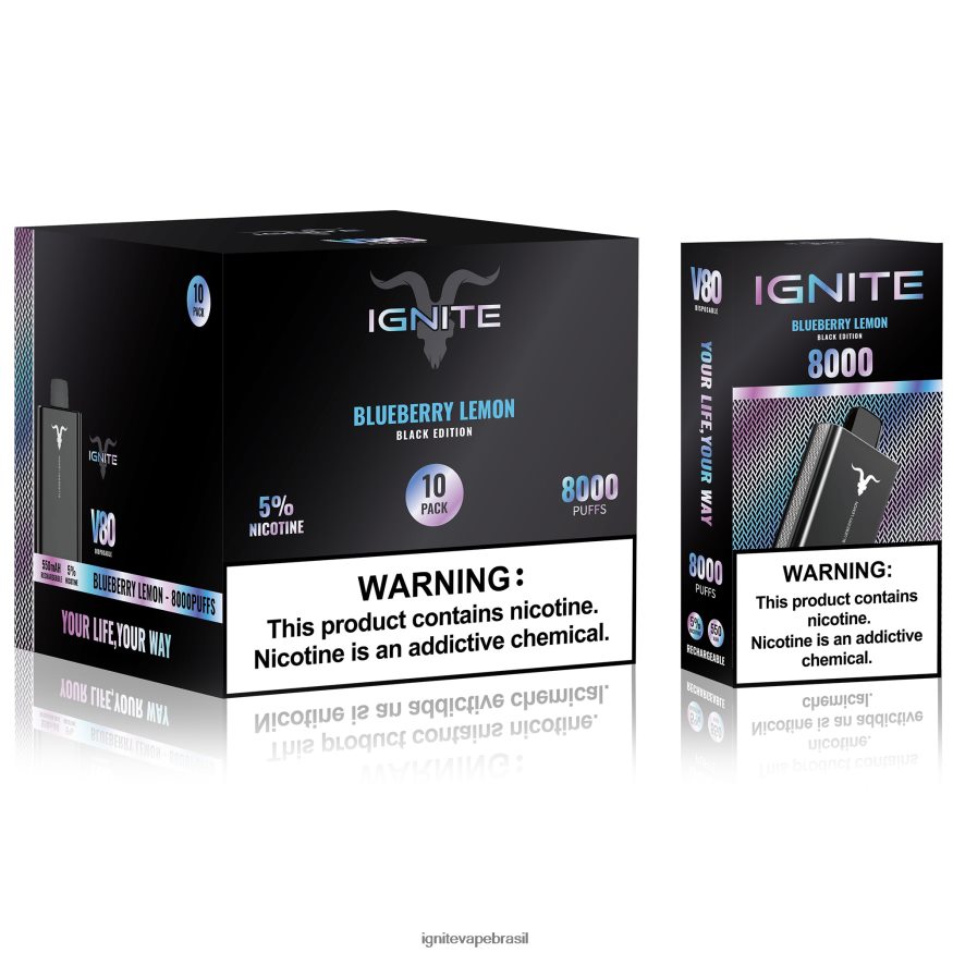 IGNITE V80 caneta vape pacote com 10 - IGNITE Sabores Mais Vendidos 46LBN46 cereja de banana