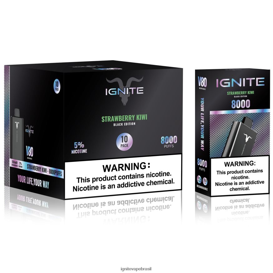 IGNITE V80 caneta vape pacote com 10 - Vape IGNITE Preço 46LBN464 kiwi morango