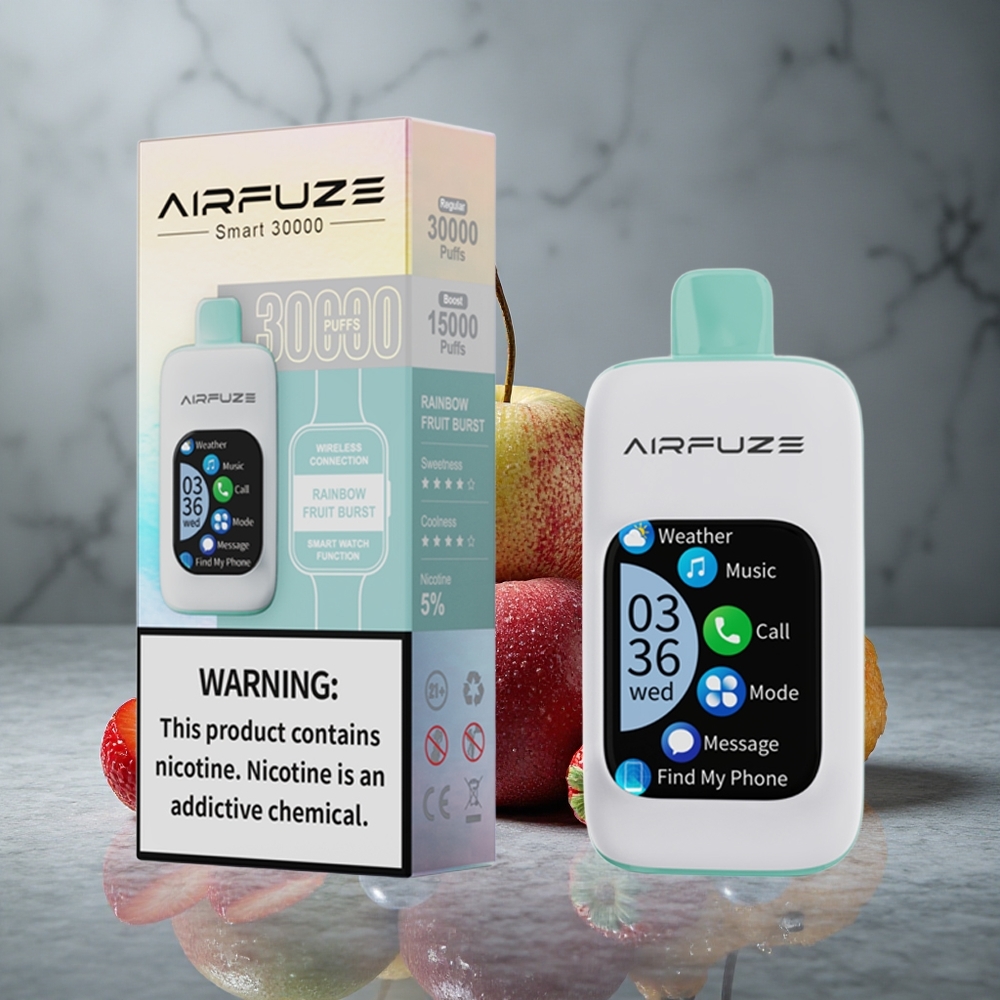 AirFuze Smart 30000 Puffs Disposable Pod Explosão de Frutas Arco-Íris com Tela Touch de 2,01\" Brazil vape wholesale