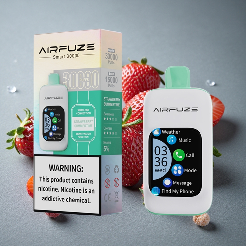 AirFuze Smart 30000 Puffs Disposable Pod Morango Verão 2.01\"TFT Touch Screen Brazil vape wholesale