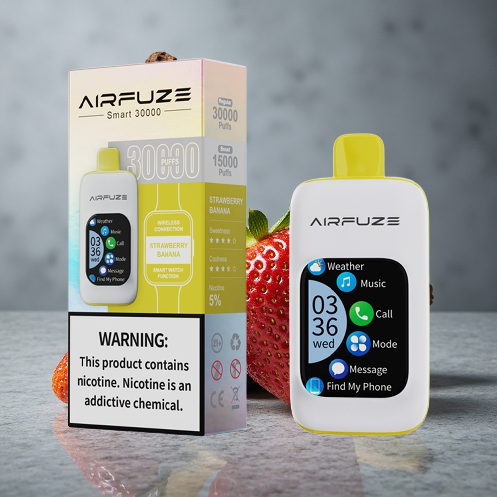 AirFuze Smart 30000 Puffs Morango Banana Tela Touch 2.01\" Brasil Vape Wholesale