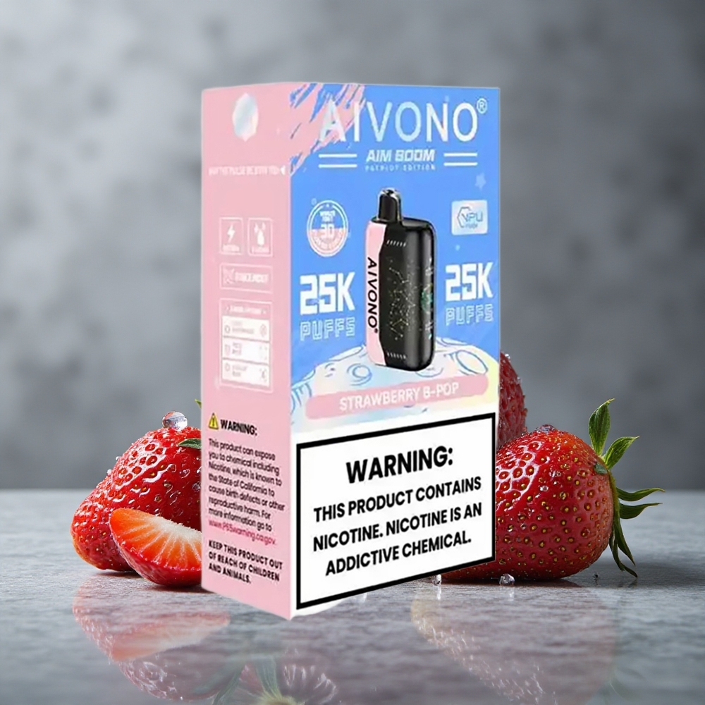 Aivono AIM BOOM 25000 Puffs Morango B Pop 28ml Capacidade Tipo-C Carregamento Brazil vape wholesale