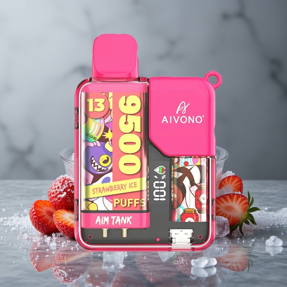 Aivono AIM-TANK 9500 Puffs Morango Gelo com 18ml de E-líquido e 650mAh Brazil vape wholesale