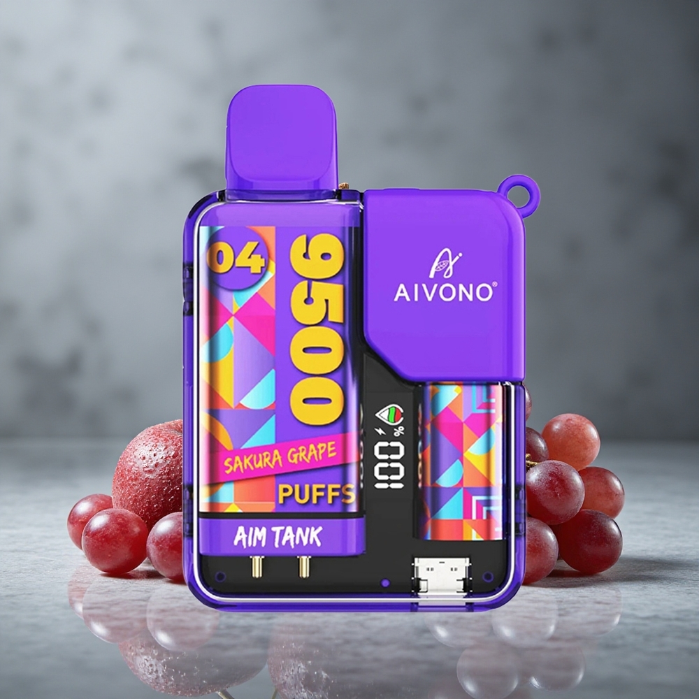 Aivono AIM-TANK 9500 Puffs Uva Sakura 18ml Capacidade de Líquido Brazil vape wholesale