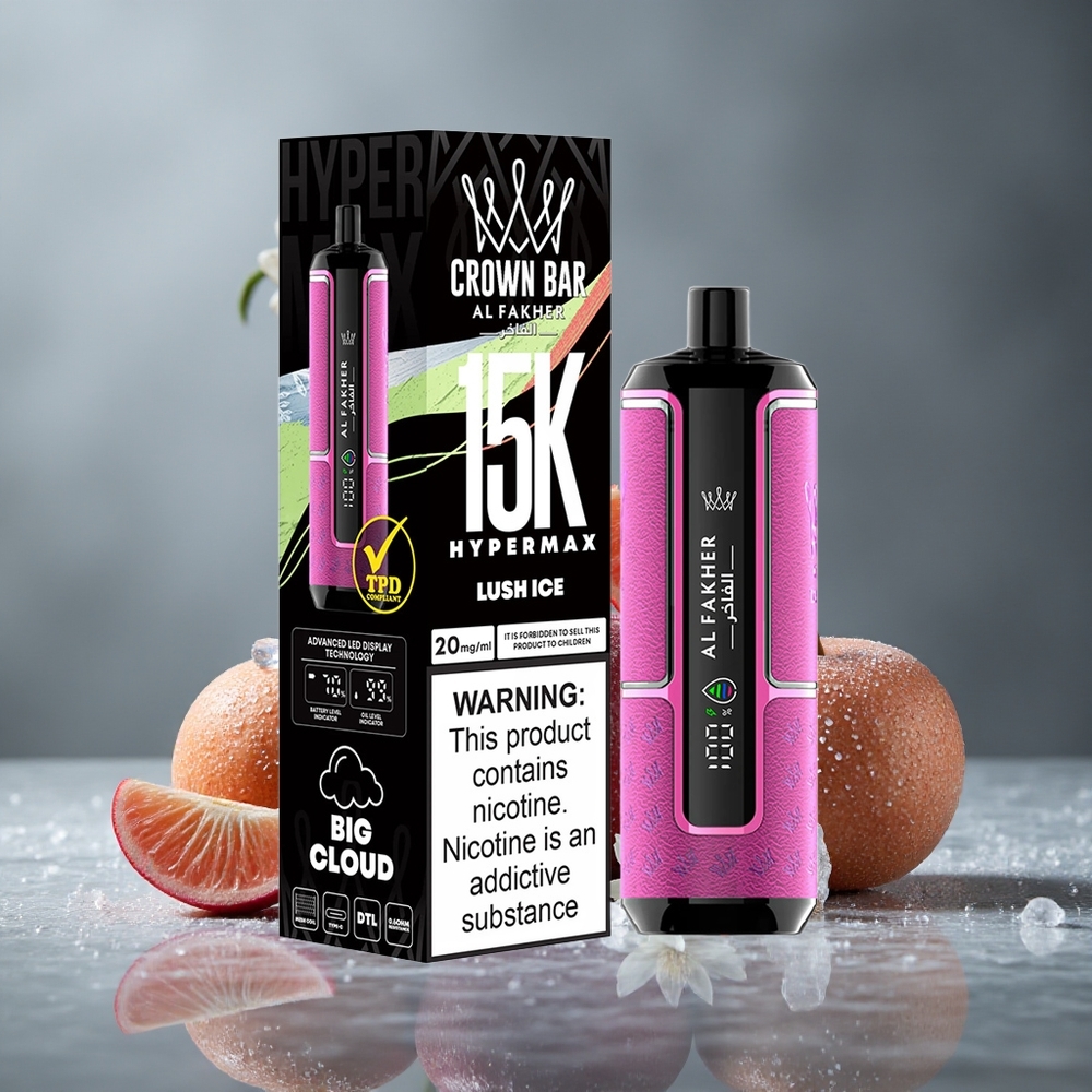 Al Fakher Crown Bar 15K Hypermax Gelo Luta com 22ml Capacidade de E-Líquido Brazil vape wholesale