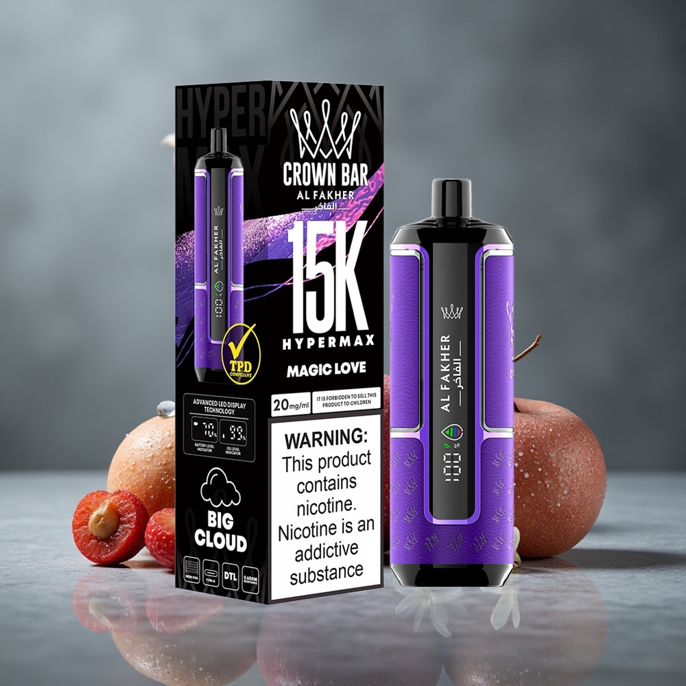 Al Fakher Crown Bar 15K Hypermax Vape Descartável Kit Amor Mágico 15000 Puffs, 22ml de E-Líquido Brazil vape wholesale