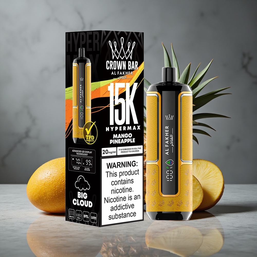 Al Fakher Crown Bar 15K Hypermax Vape Descartável Kit Manga Abacaxi até 15000 Puffs Brasil vape wholesale