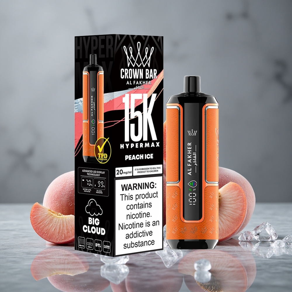 Al Fakher Crown Bar 15K Hypermax Vape Descartável Kit Pêssego Gelo 15000 Puffs Brasil vape wholesale