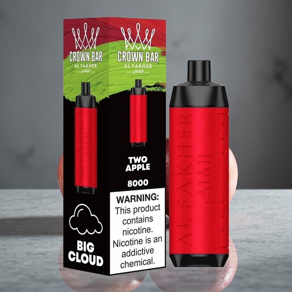 Al Fakher Crown Bar 8000 Crystal Descansável Vape Dois Sabores Maçã 18ml Capacidade Brasil vape wholesale