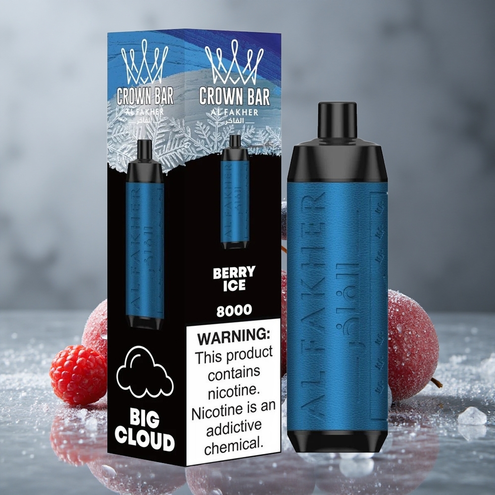 Al Fakher Crown Bar 8000 Crystal Descartável Berry Gelo 18ml Capacidade Brasil vape wholesale