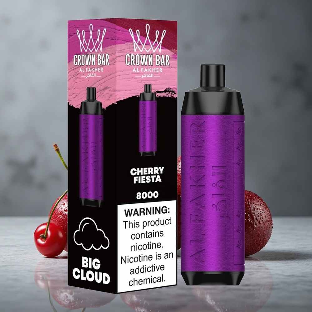 Al Fakher Crown Bar 8000 Crystal Descartável Cherry Fiesta 18ml Capacidade Brasil vape wholesale