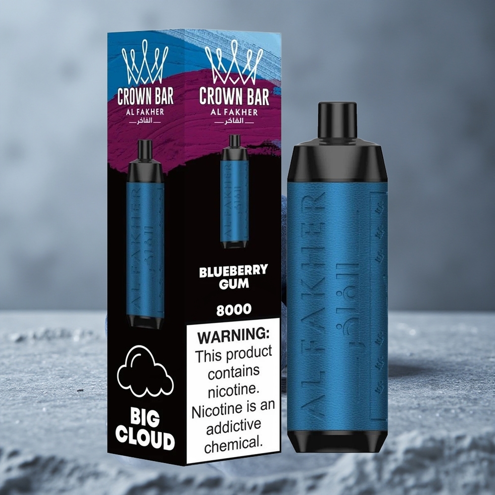 Al Fakher Crown Bar 8000 Crystal Descartável Chiclete de Mirtilo 18ml e-Liquid Capacidade Brazil vape wholesale