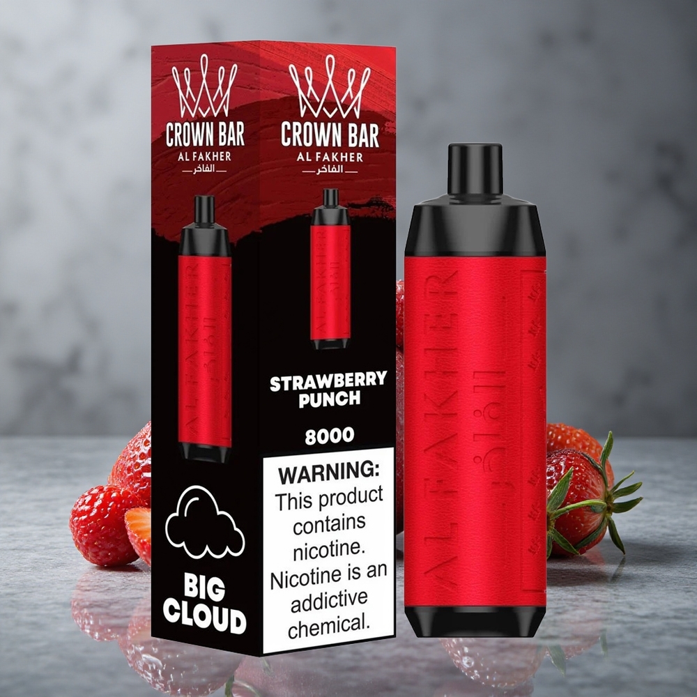 Al Fakher Crown Bar 8000 Crystal Descartável Vape Sabor Morango Punch 18ml de Líquido Brazil vape wholesale