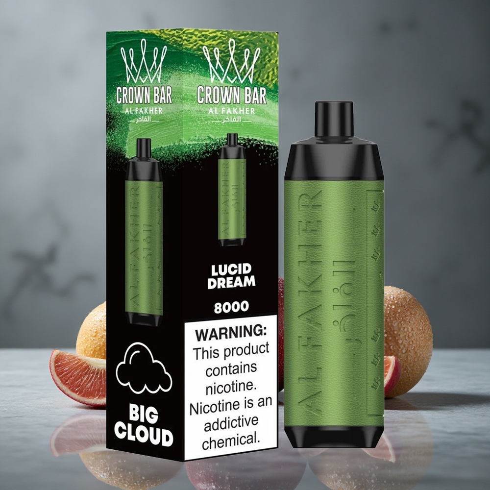 Al Fakher Crown Bar 8000 Crystal Sonho Lúcido Vape Descartável com 8000 Puffs e 18ml de líquido Brazil vape wholesale