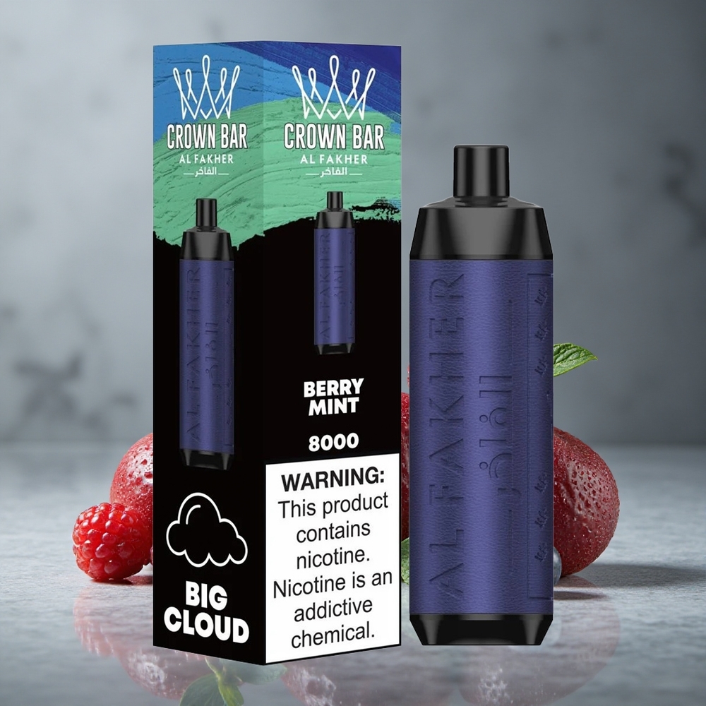 Al Fakher Crown Bar 8000 Crystal Vape Descartável Berry Menta 18ml Capacidade de Líquido Brazil vape wholesale