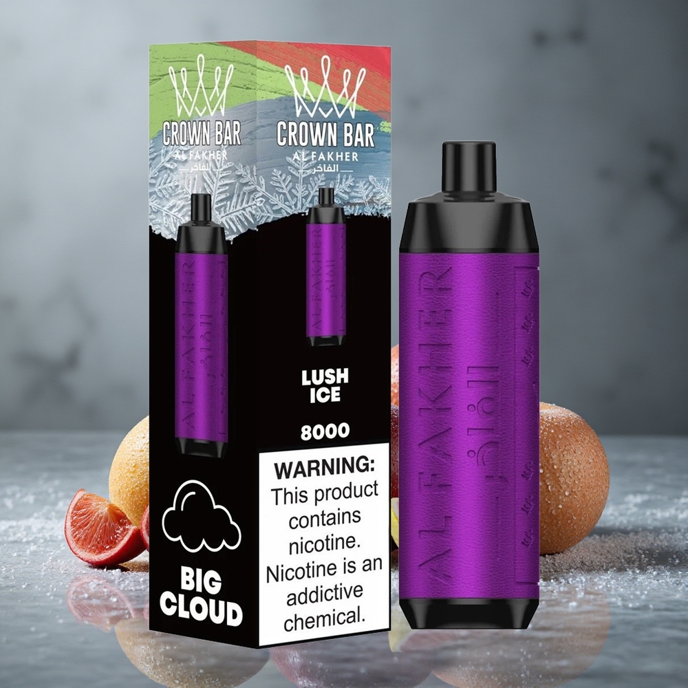 Al Fakher Crown Bar 8000 Crystal Vape Descartável Gelo Luxuriante 18ml Capacidade Brasil vape wholesale