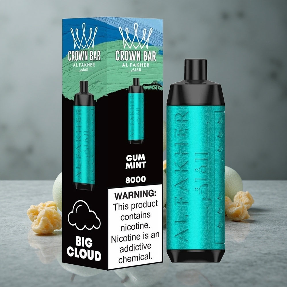 Al Fakher Crown Bar 8000 Crystal Vape Descartável Hortelã Chiclete 18ml Capacidade de Líquido Brazil vape wholesale