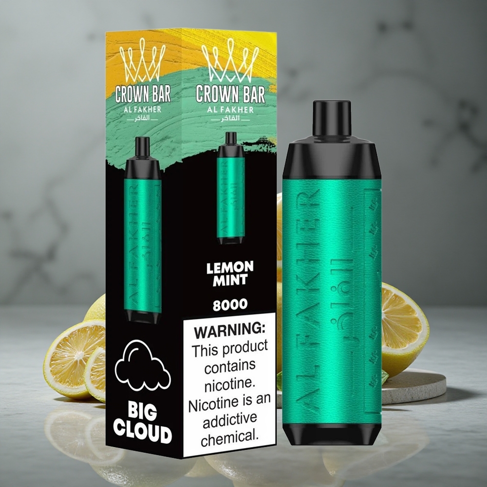 Al Fakher Crown Bar 8000 Crystal Vape Descartável Limão Hortelã 8000 Puffs 18ml capacidade de líquido Brazil vape wholesale