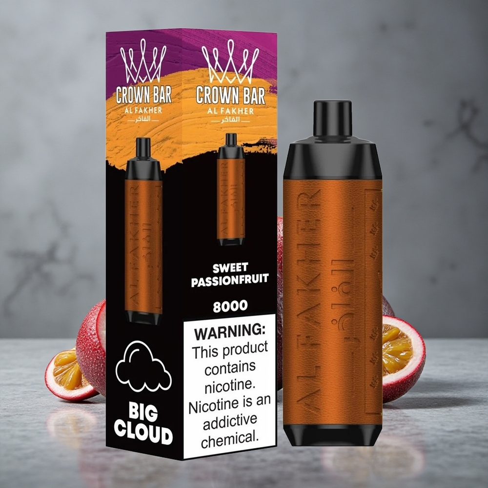 Al Fakher Crown Bar 8000 Crystal Vape Descartável Maracujá Doce 18ml Capacidade de Líquido Brazil vape wholesale