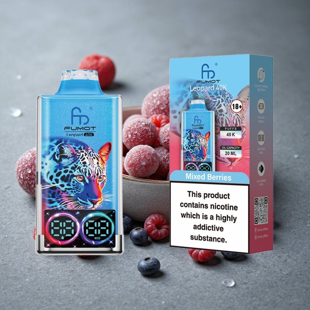 Fumot Leopard 40K Puffs Vape Descartável Frutas Vermelhas Misturadas 700mAh Dual Mesh Brazil vape wholesale
