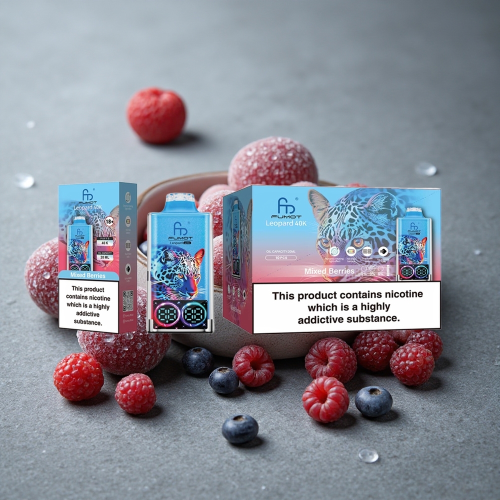 Fumot Leopard 40K Puffs Vape Descartável Frutas Vermelhas Misturadas 700mAh Dual Mesh Brazil vape wholesale