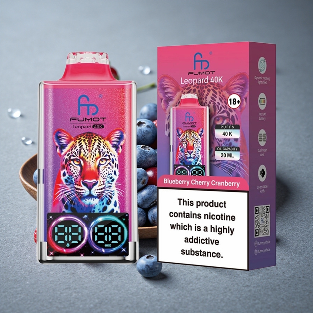 Fumot Leopard 40K Puffs Vape Descartável Mirtilo Cereja Oxicoco 700mAh Dual Mesh Brazil vape wholesale
