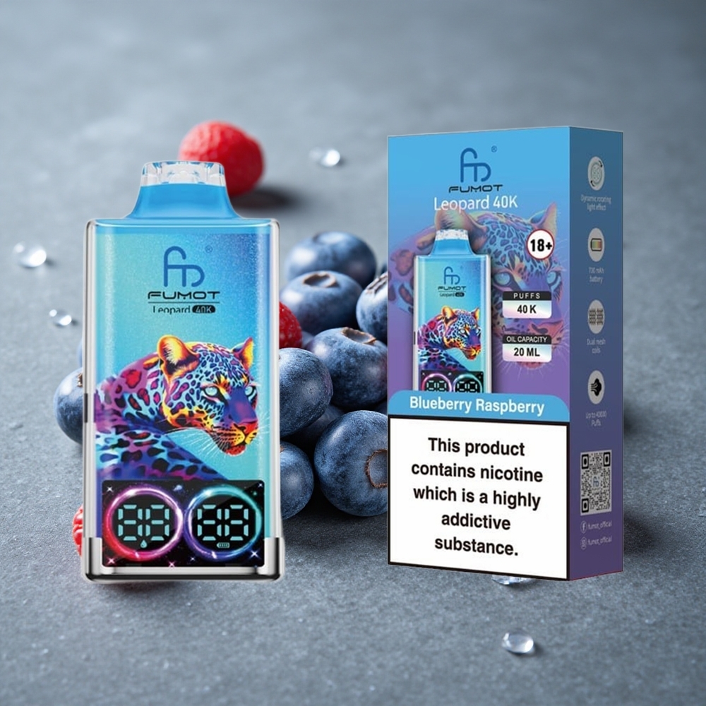 Fumot Leopard 40K Puffs Vape Descartável Mirtilo Framboesa Dual Mesh Brazil vape wholesale