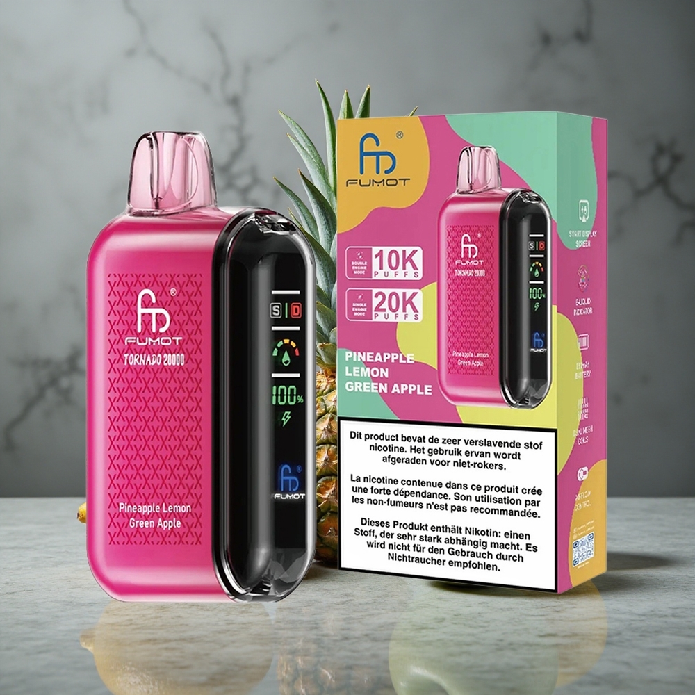 Fumot Tornado 20000 Puffs Abacaxi Limão Maçã Verde Dual Mesh Coil Brazil vape wholesale