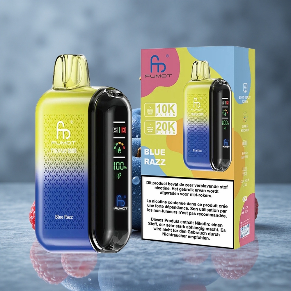 Fumot Tornado 20000 Puffs Blue Razz Dual Mesh Coil 20ml Capacidade Brasil vape wholesale