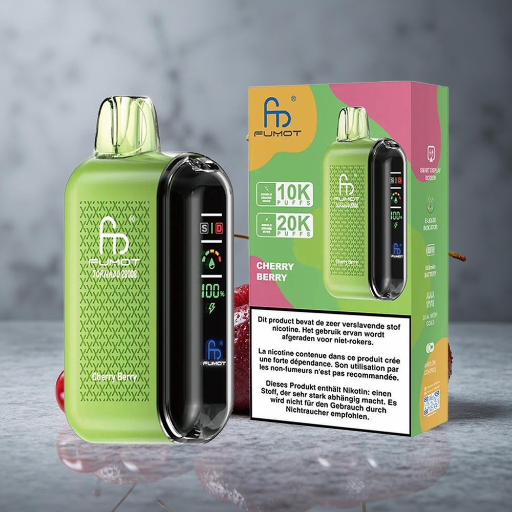 Fumot Tornado 20000 Puffs Cereja e Frutas Silvestres Dual Mesh Coil Brazil vape wholesale